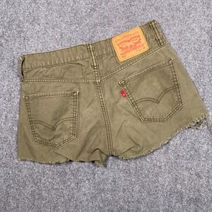 Levis 511 Cut‎ Off Denim Shorts 27 Olive Green Mens Frayed